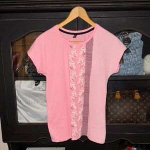 💕🌙😍🌸Chic Pink Floral Women's Short Sleeve Top